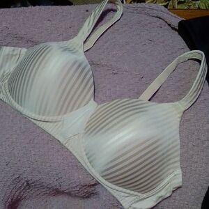 Playtex Cream and Tan Striped Bra